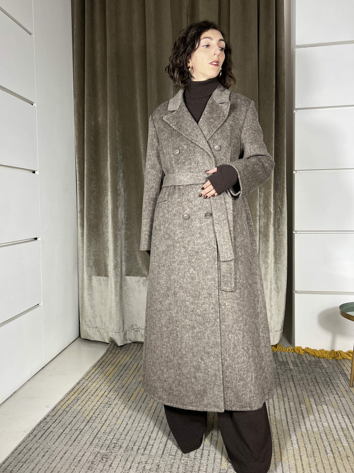 cappotto over con cinta moro 50% lana KCT-P013MORO HAVE ONE