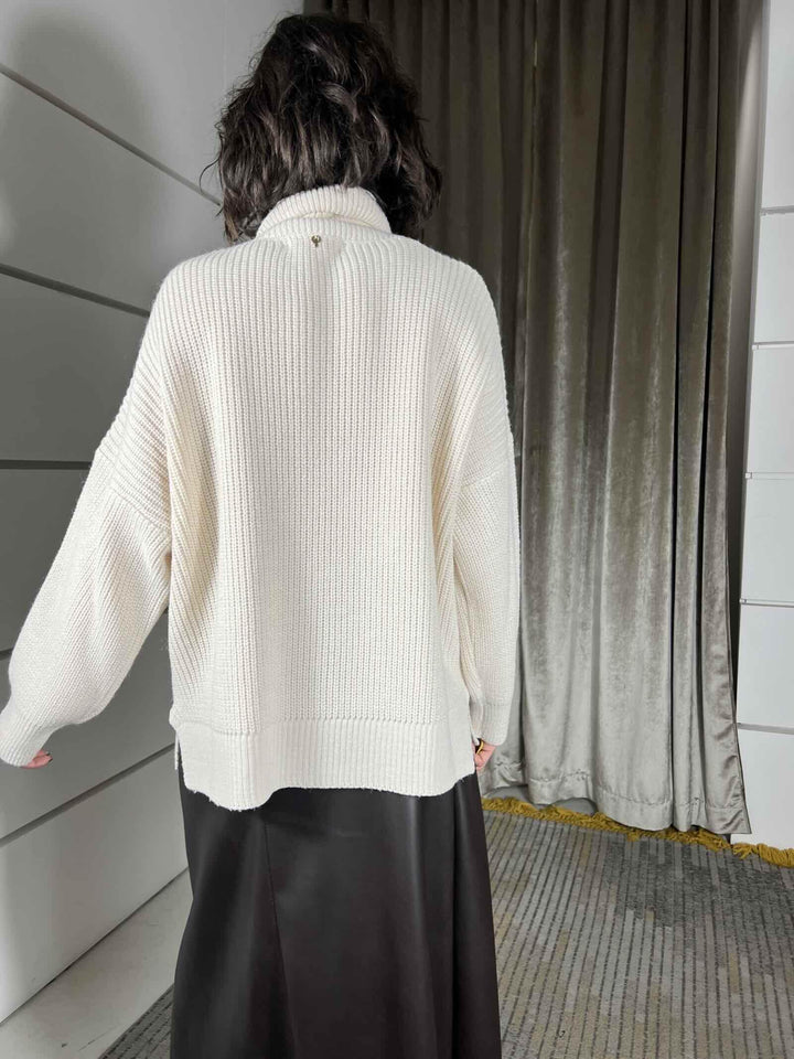 maglione collo alto over panna in misto lana e alpaca S01Y0953PANNA PHILIA LOFT