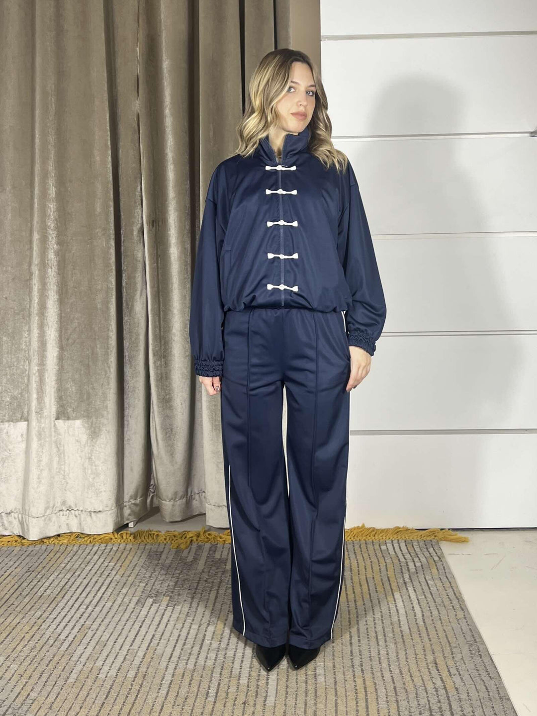 pantalone blu  a palazzo con banda PVS-Q166BLU HAVE ONE
