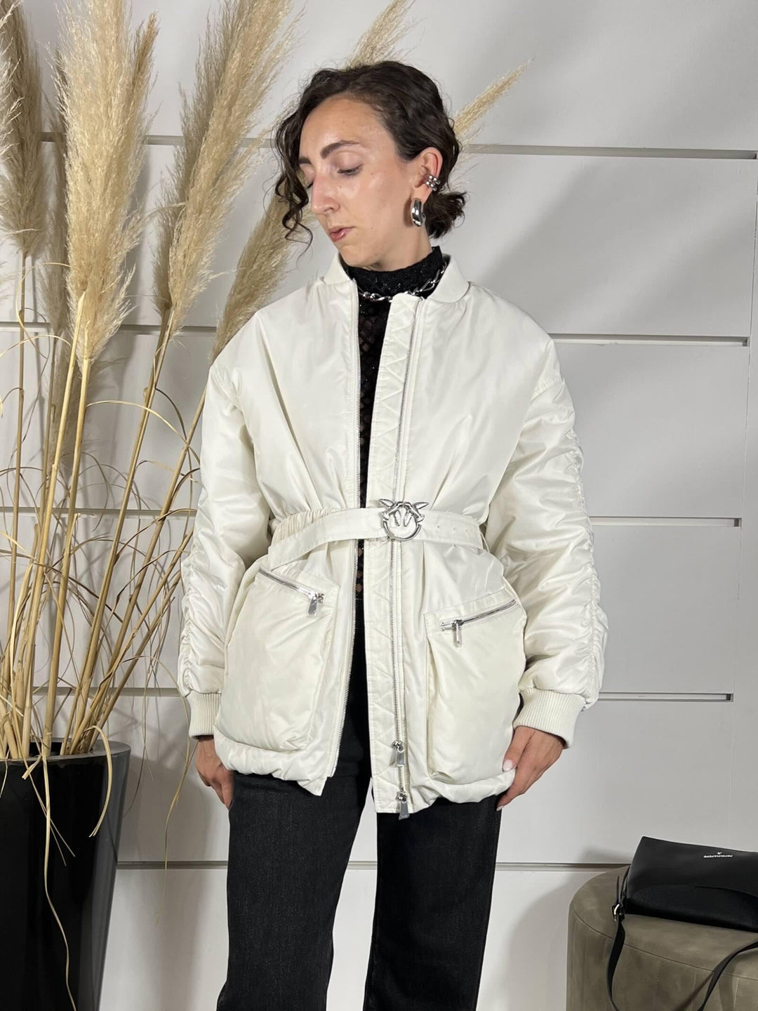 BOMBER IN RASO TECNICO TORTORA BACON BOMBERC14 PINKO