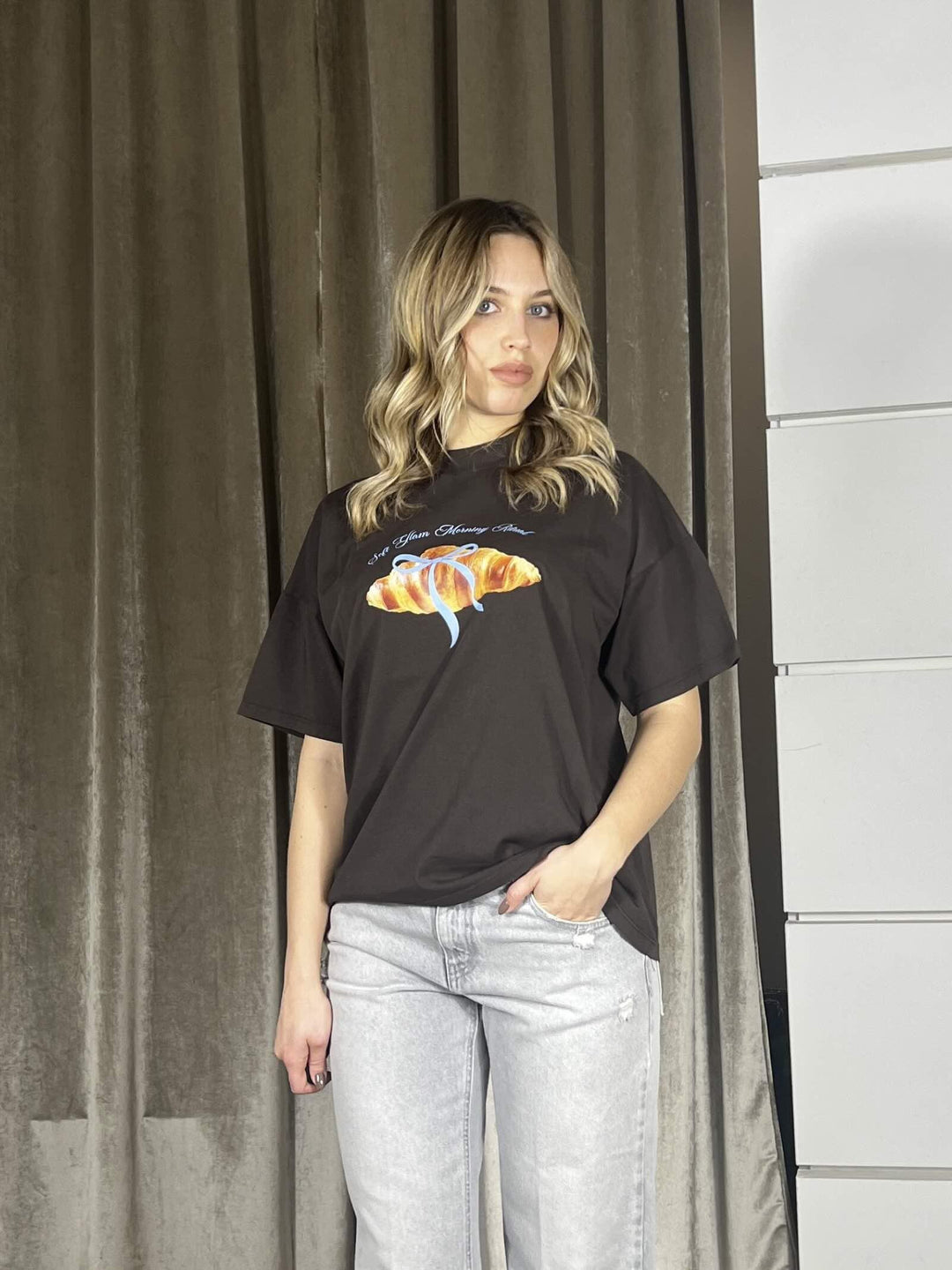 t-shirt vicolo girocollo manica corta con soft glam morning ritual RAB0188MORO VICOLO