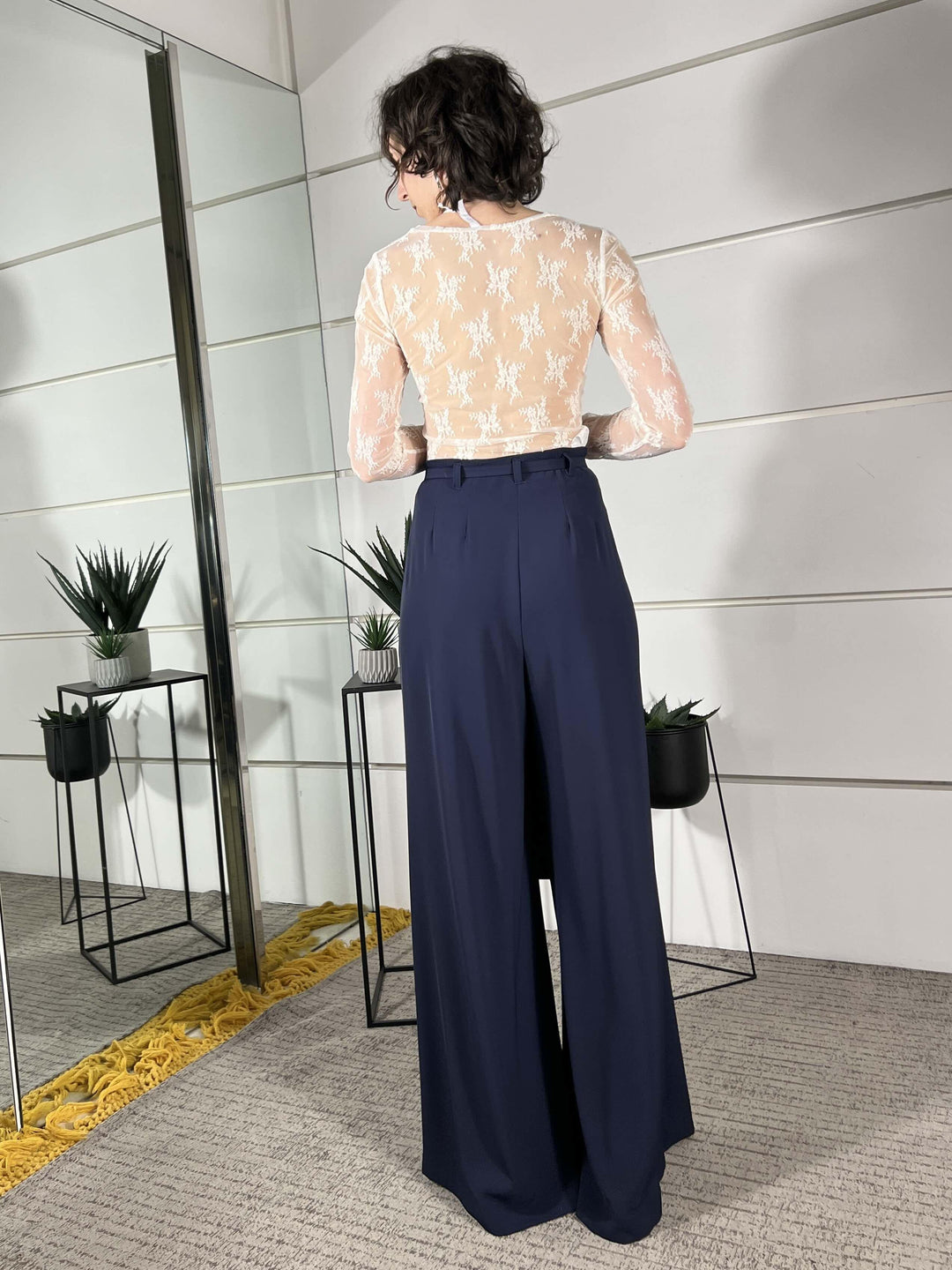 pantalone ampio con cinta e pinces blu P3ZQLHX1650 IMPERIAL