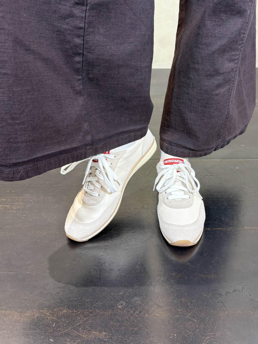 sneakers'93 in suede e pelle panna e rosse 2Z0074L150FG67 PATRIZIA PEPE PREVIEW
