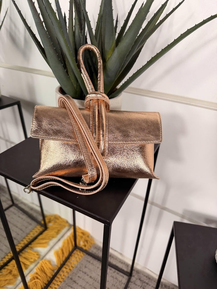 borsa in pelle con nodo e con tracolla regolabile oro rosa DO-B0131ORO ROSA FEMME CAFE SELECTION