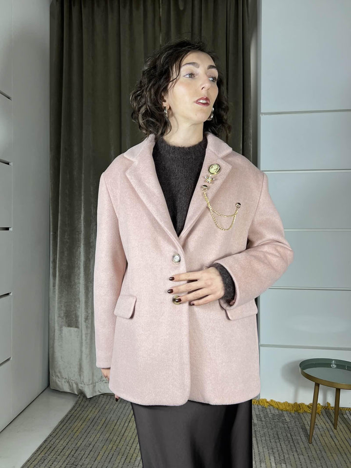 giacca cappotto over con spille rimovibili rosa TF2012ROSA VICOLO