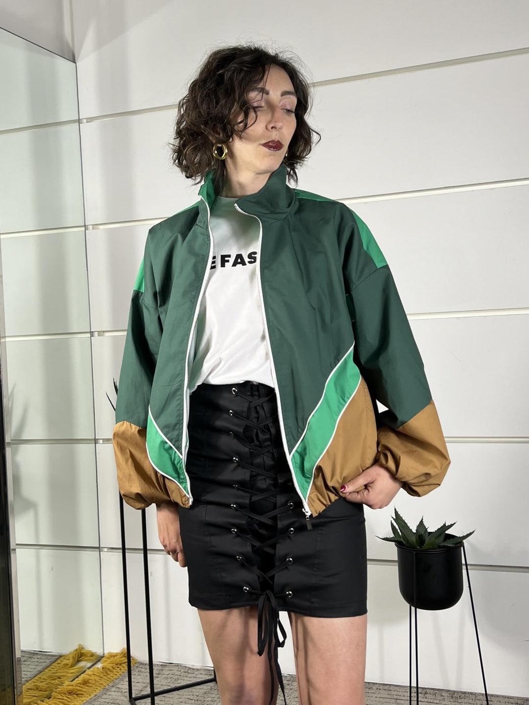 bomber over bicolor verde e cammello KVS-Q070VERDE/CAMMELLO HAVE ONE