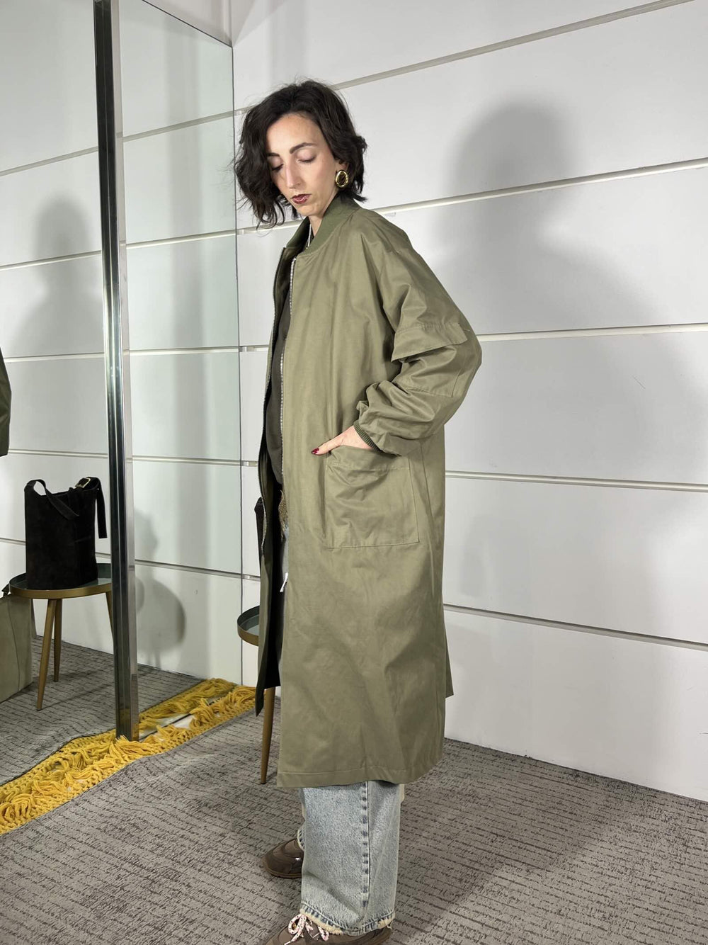 bomber verde lungo D02N0056VERDE PHILIA LOFT