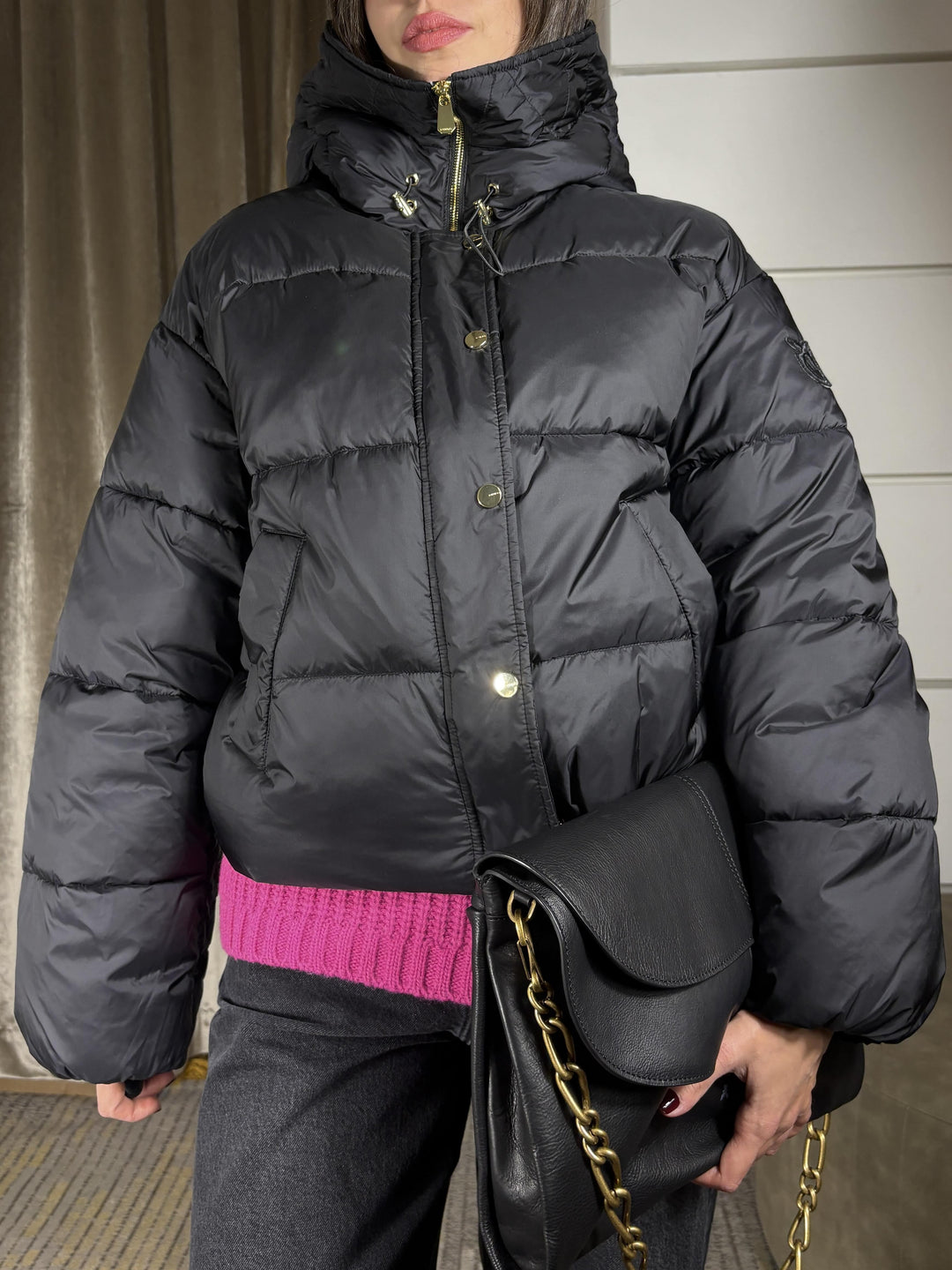 PIUMINO CORTO CON CAPPUCCIO IMPASTOZ99 PINKO