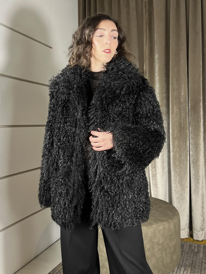 eco pelliccia mongolia over con nera KMA-P133NERO HAVE ONE