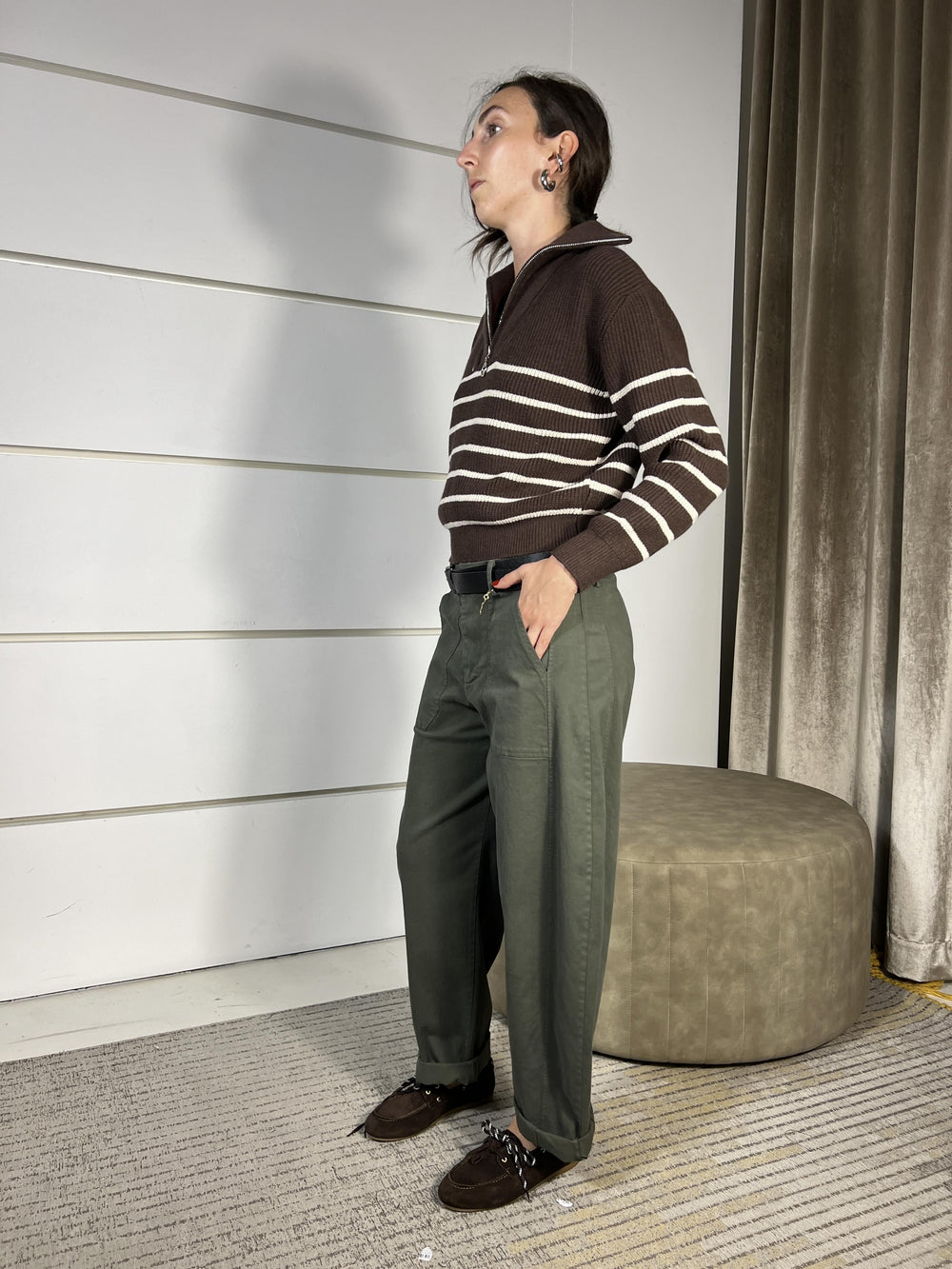 PANTALONE A OVETTO VERDE MILITARE 58300GABVERDE MILITARE SUSY MIX