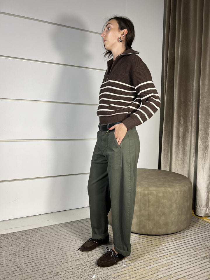 PANTALONE A OVETTO VERDE MILITARE 58300GABVERDE MILITARE SUSY MIX