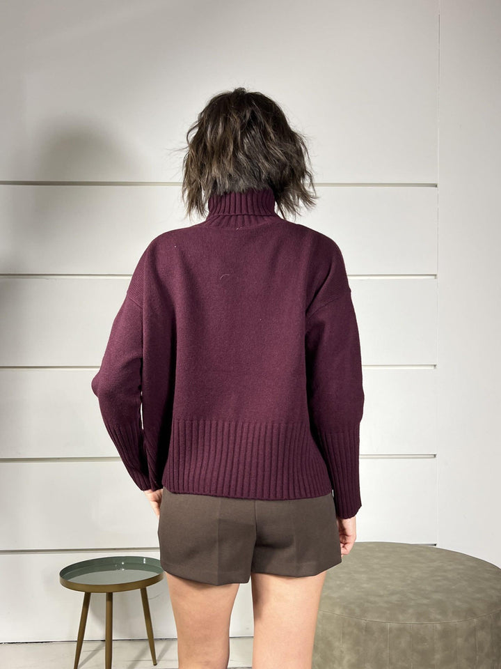 maglione collo alto con coste 100%lana vino WL938-7AI25VINO TENSIONE IN