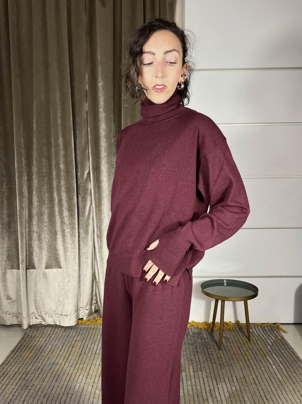 dolcevita con manicottobordeaux 22108FBORDEAUX VICOLO