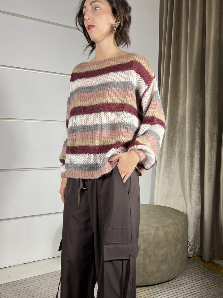 maglione a barca rigata cipolla calce e vino MPQ-M284CIPOLLA/CALCE/VINO HAVE ONE