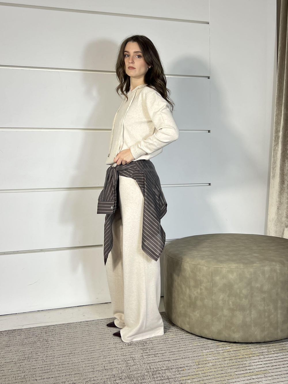 completo felpa con cappuccio e pantalone crema LN871225CREMA SUSY MIX