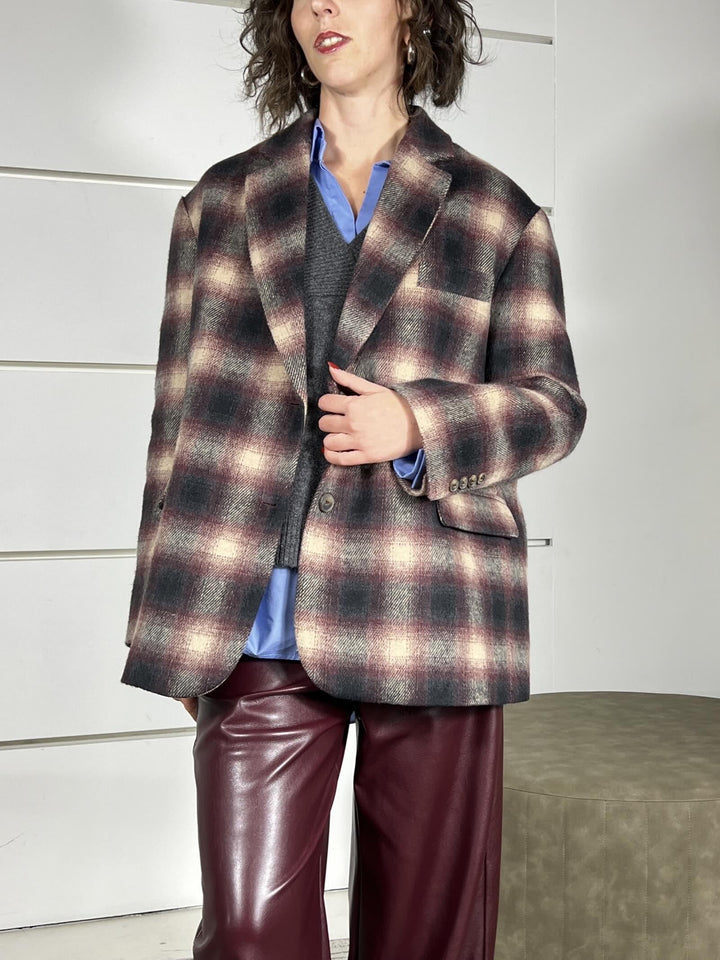 GIACCA CAPPOTTO OVER BORDEAUX E BURRO TF1776BORDEAUX/BURRO VICOLO