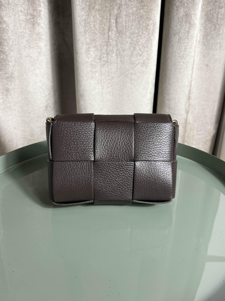 BORSA MORO IN PELLE A INTRECCIO CON TRACOLLA 249215MORO FEMME CAFE SELECTION