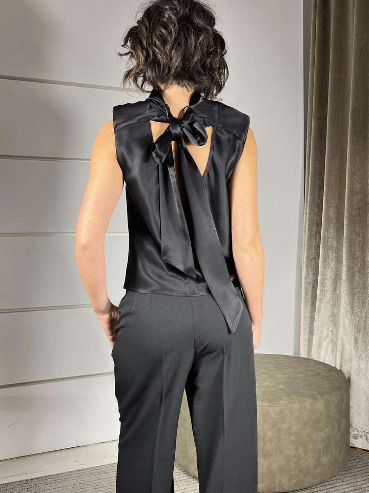 TOP NERO IN RASO CON FIOCCO ADELITA TOPZ99 PINKO