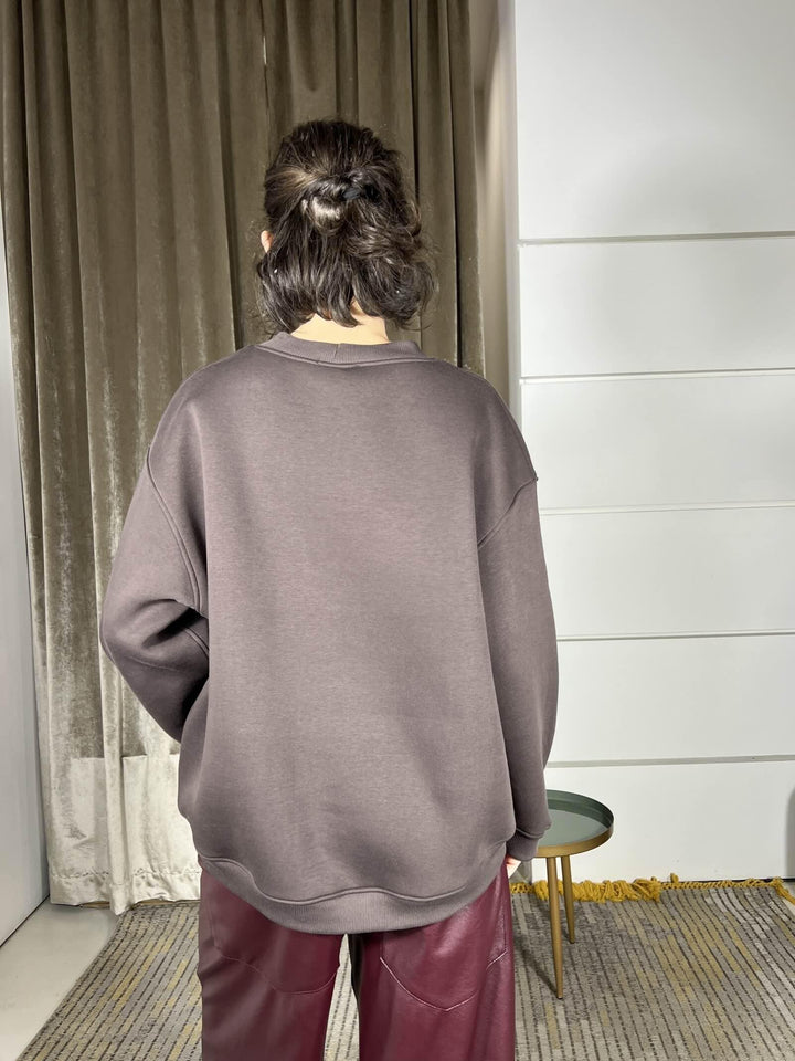 felpa girocollo con scritta offline club RF0601MORO/ARANCIO VICOLO