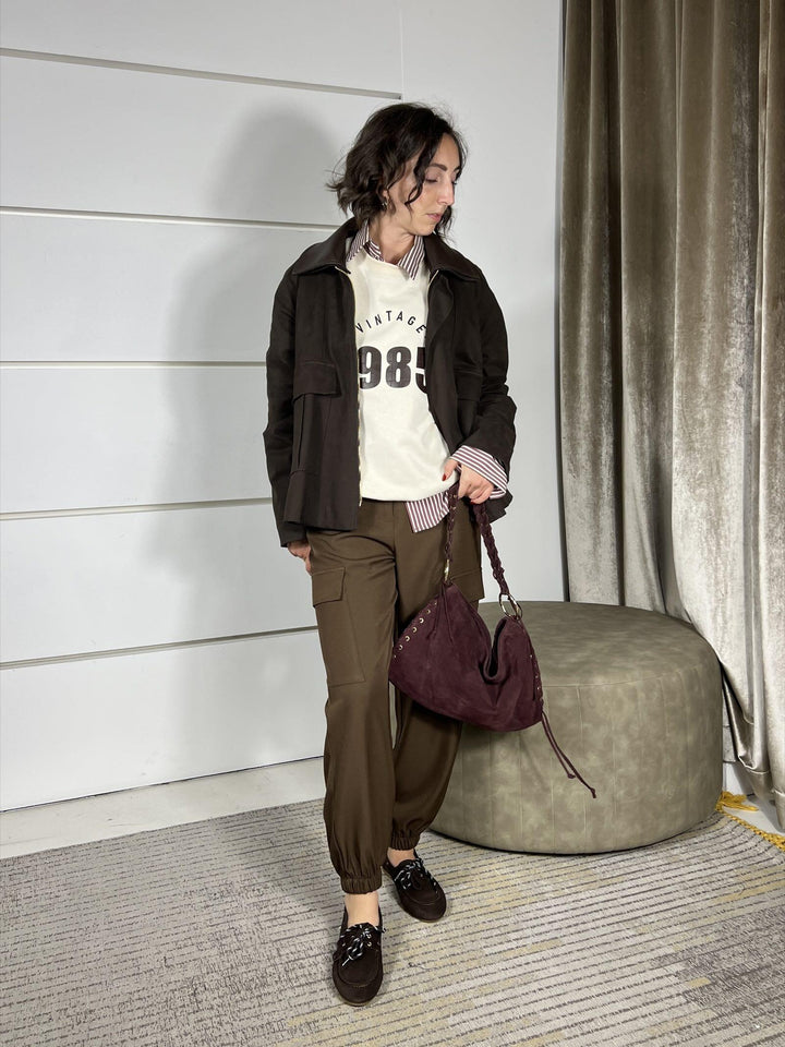 pantalone cargo stretto nel fondo cioccolato TF1041CIOCCOLATO VICOLO