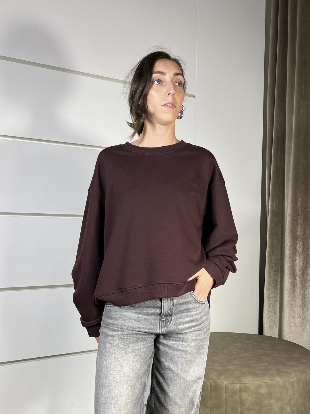 felpa over garzata girocollo bordeaux TF0581BORDEAUX VICOLO
