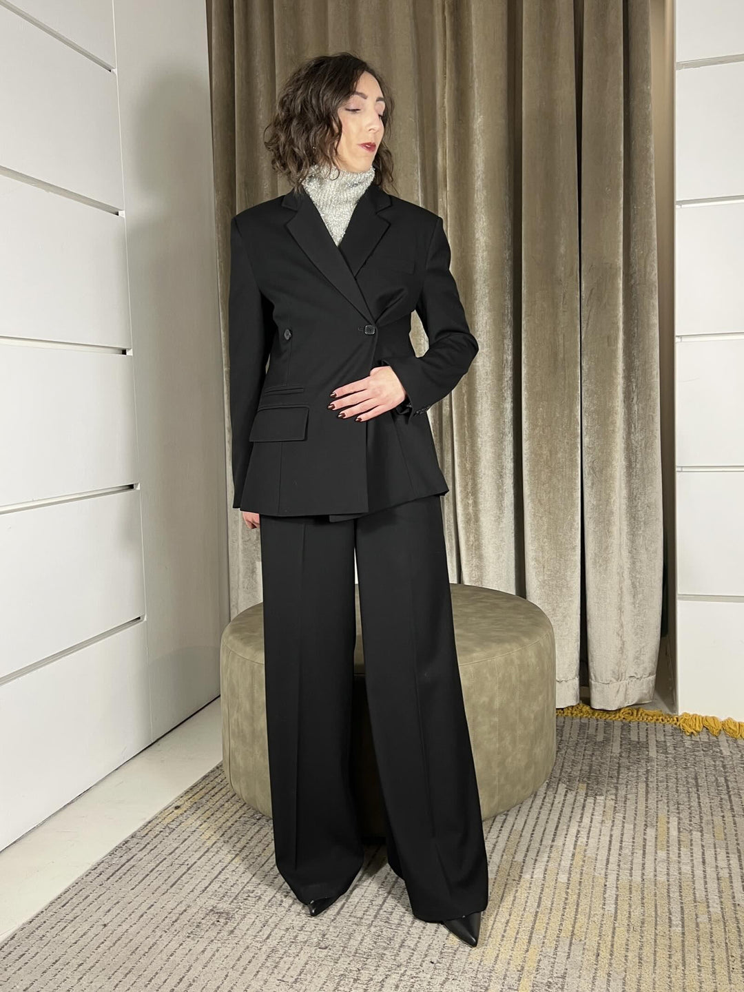 giacca doppiopetto con tasca a patta nera TF2246NERO VICOLO