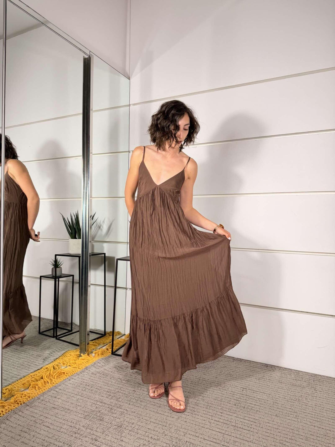 abito spallina moro in cotone e seta S26M813MORO SUSY MIX