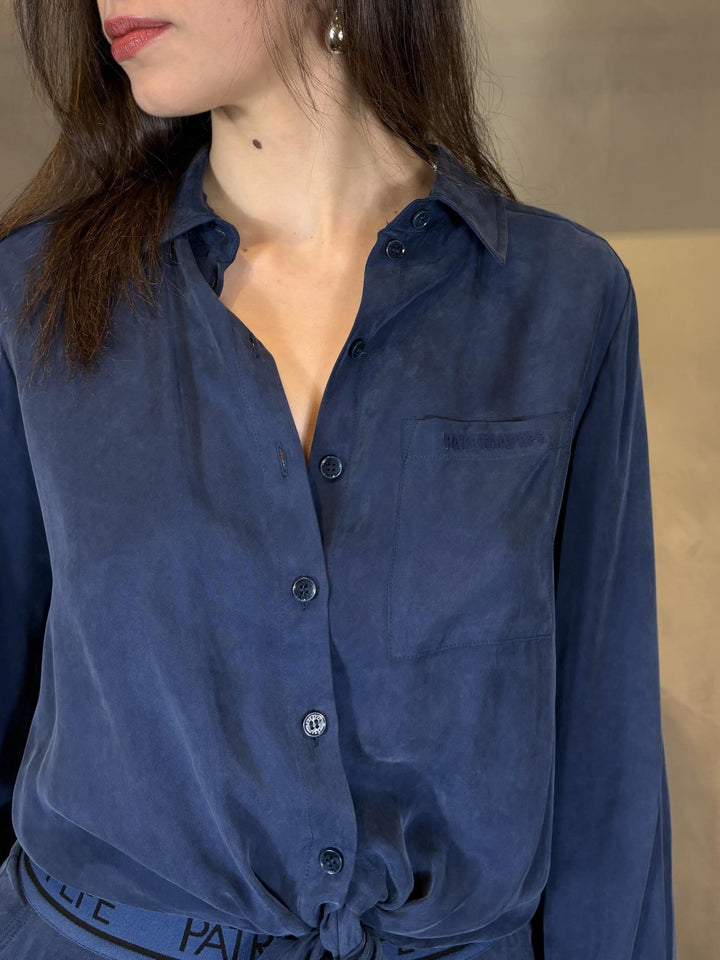 camicia morbida blu laguna con nodo sul davanti 8C0869A704CA97 PATRIZIA PEPE PREVIEW