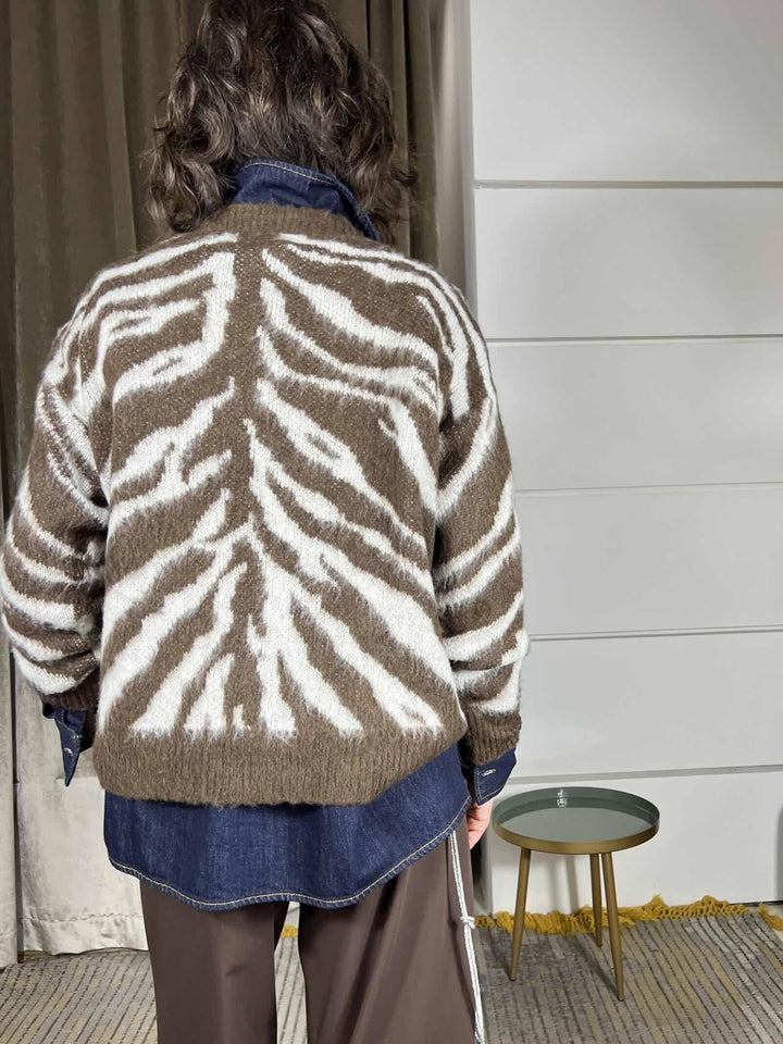 maglia paricollo jacquard moro	 MIT-P095MORO HAVE ONE