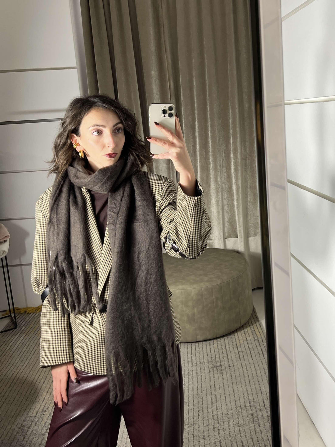 sciarpa con frange in misto lana caffe S21357CAFFE FEMME CAFE SELECTION