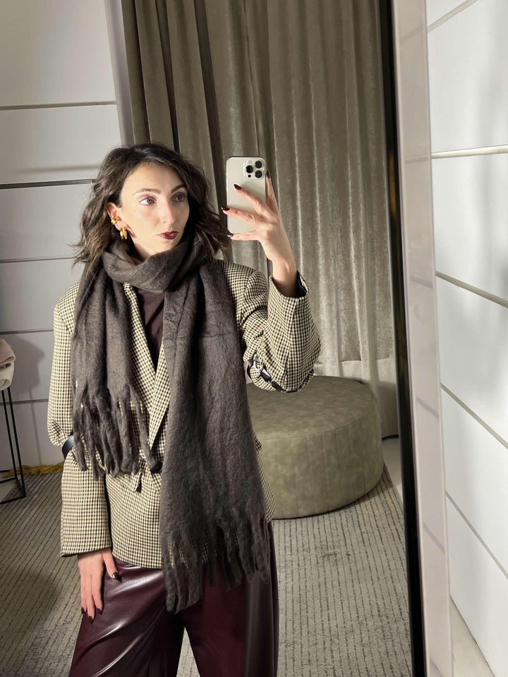 sciarpa con frange in misto lana caffe S21357CAFFE FEMME CAFE SELECTION