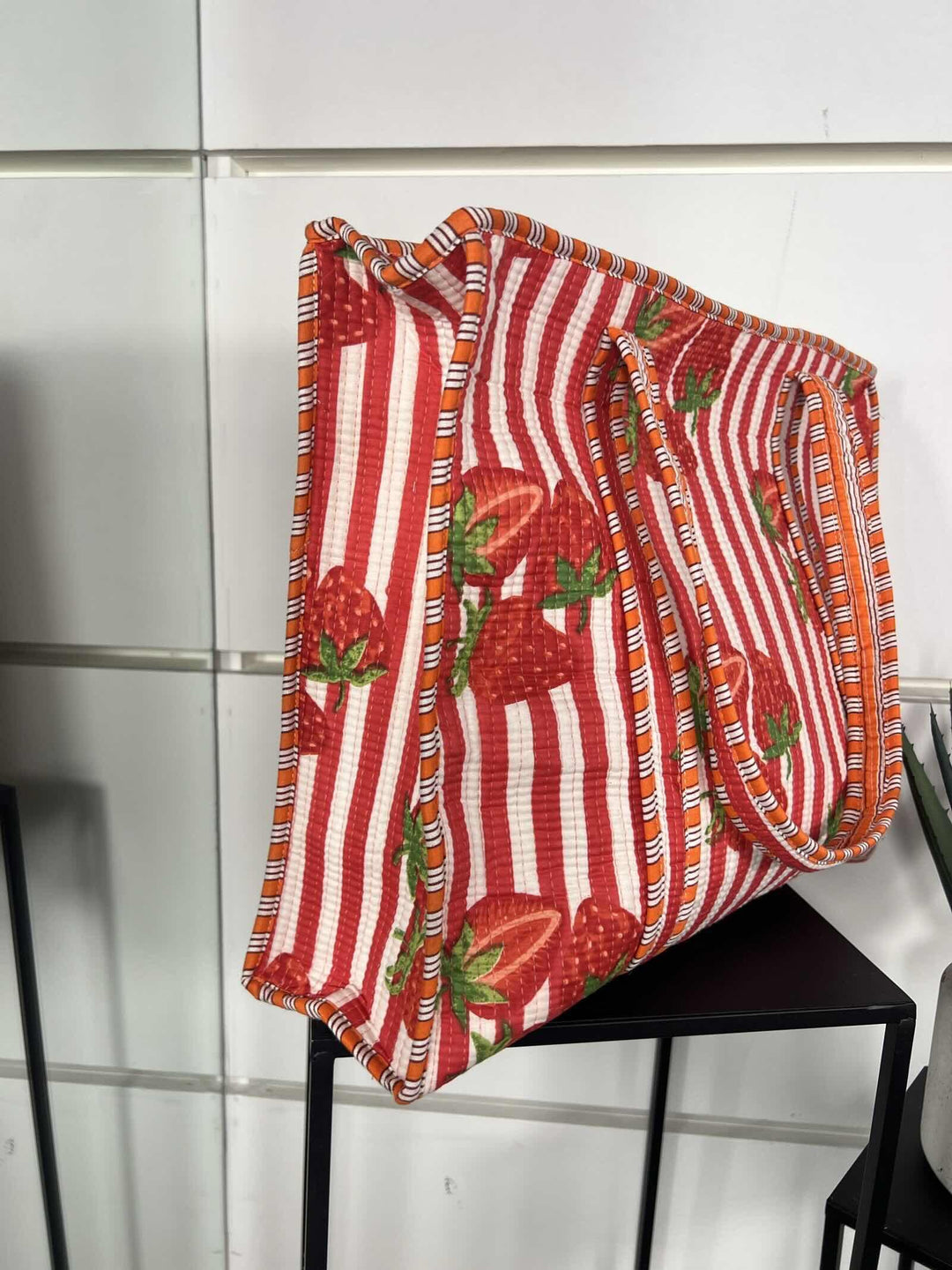 borsa in cotone con stampa fragola rossa CO-B0225FRAGOLA/ROSSO FEMME CAFE SELECTION