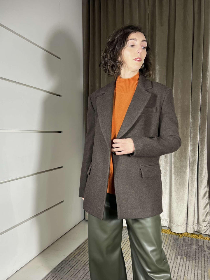 giacca cappotto doppiopetto moro in misto lana  JCB-P134MORO HAVE ONE