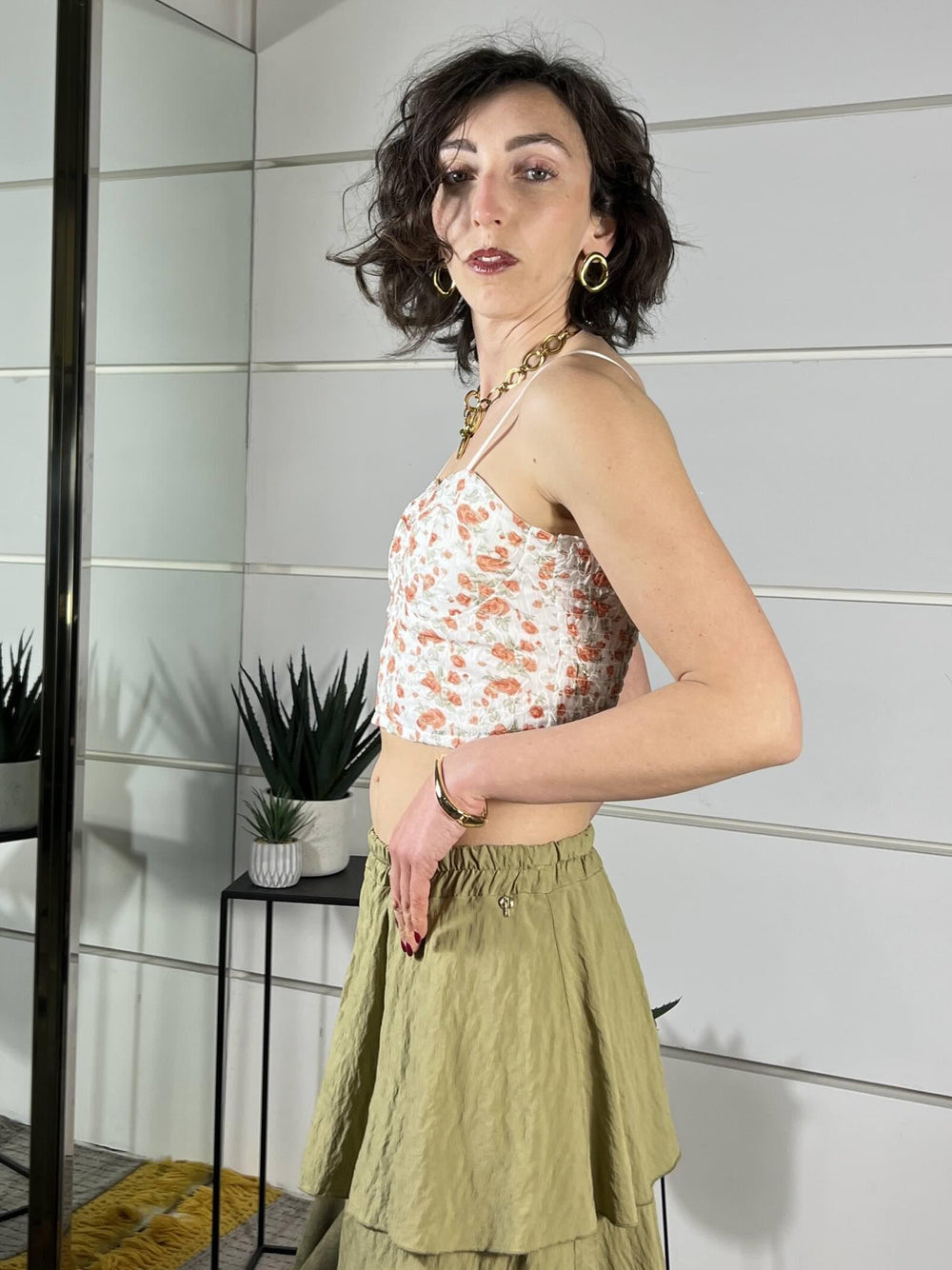 top corsetto a fiori papaia TAB1408PAPAIA VICOLO