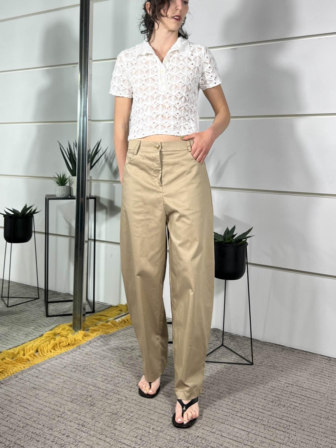 pantalone barrel beige PA26SRO194BEIGE TWO WAY