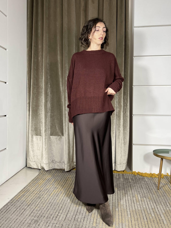 gonna satin con elastico in vita moro GHN4KBA1880 IMPERIAL