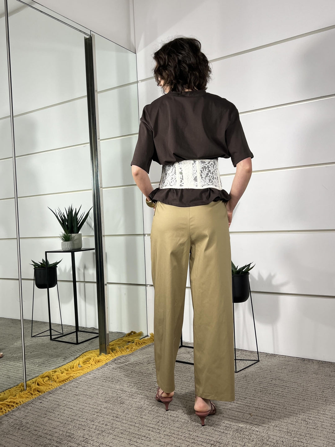 pantalone in cotone con pinces camel 26P4516CAMEL TENSIONE IN