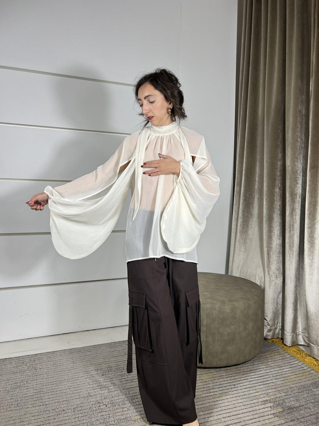 pantalone cargo con elastico in vita moro DE868MORO TENSIONE IN
