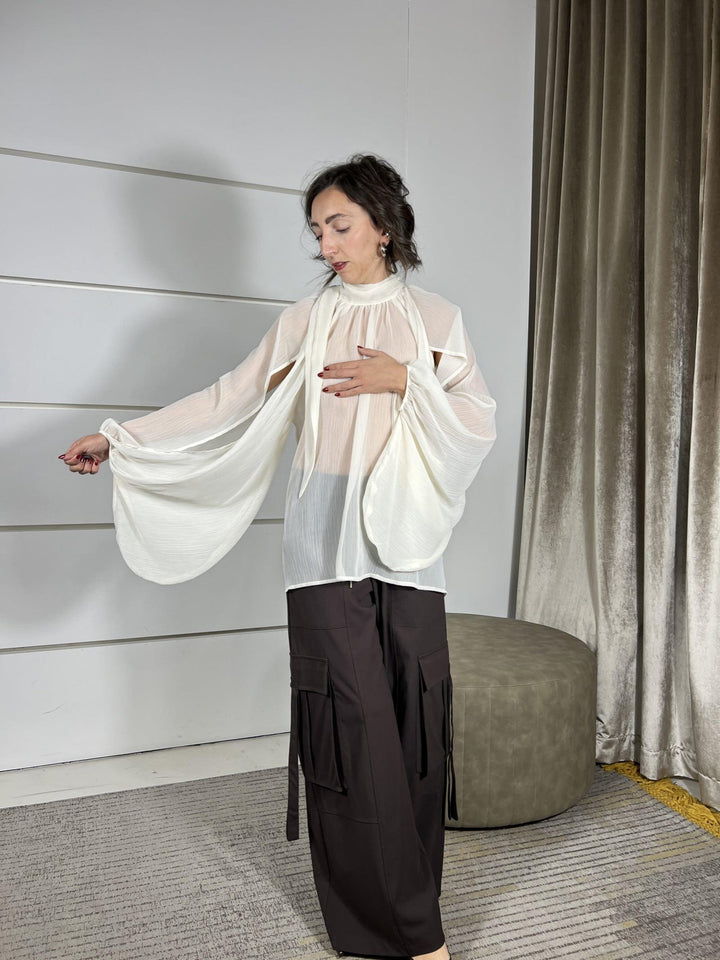 pantalone cargo con elastico in vita moro DE868MORO TENSIONE IN