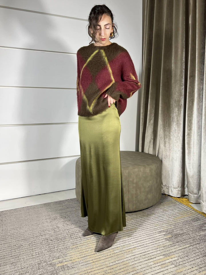 MAGLIONE CON ROMBI IN MOHAIR MORO E BORDEAUX 55042FMORO/BORDEAUX VICOLO