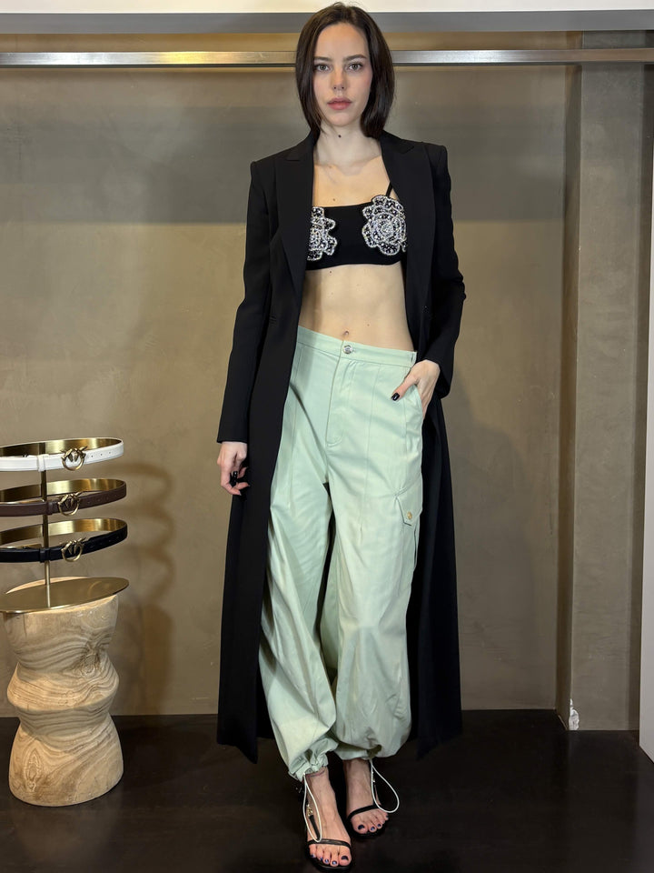 pantaloni verde menta in cotone ROSALINS86 PINKO