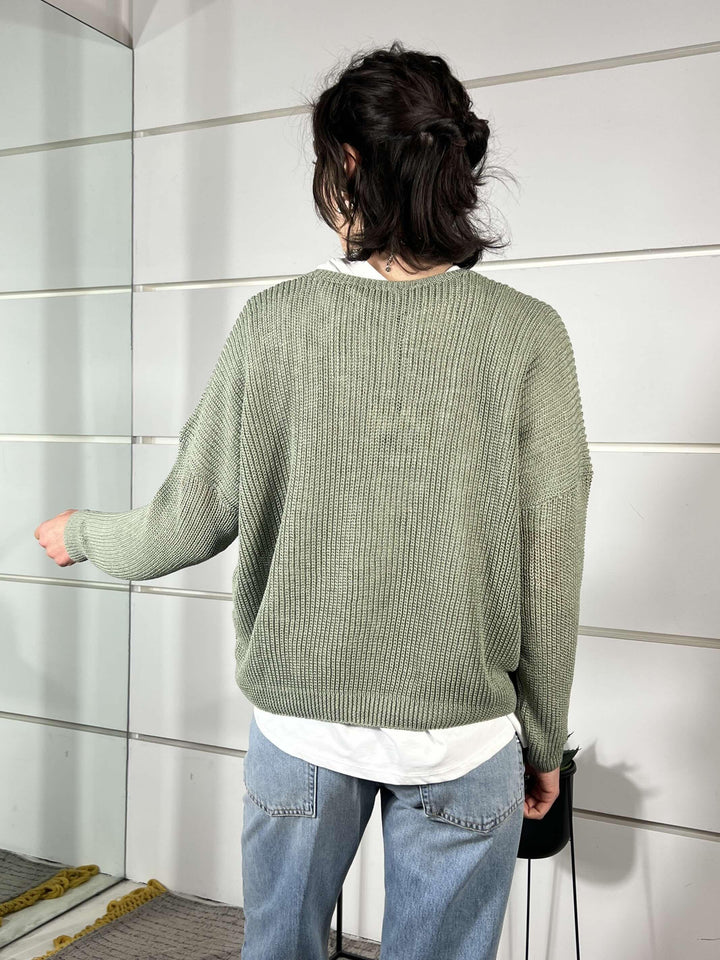maglia  girocollo manica lunga salvia XL25267SALVIA TENSIONE IN