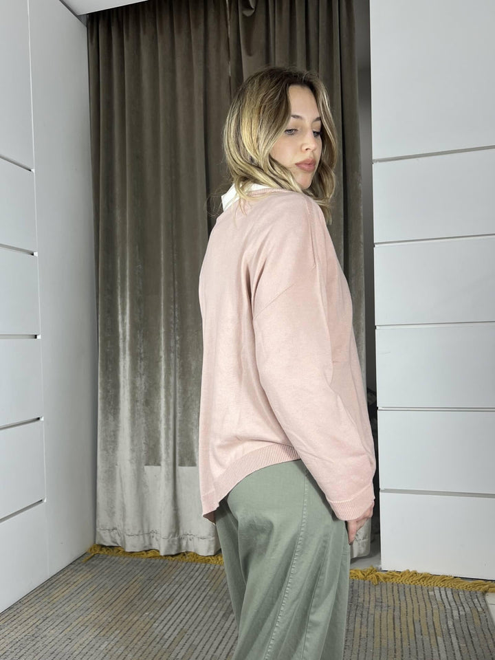 maglia in cotone rosa phard asimmetrica con scollo a barchetta 61154ROSA PHARD SUSY MIX