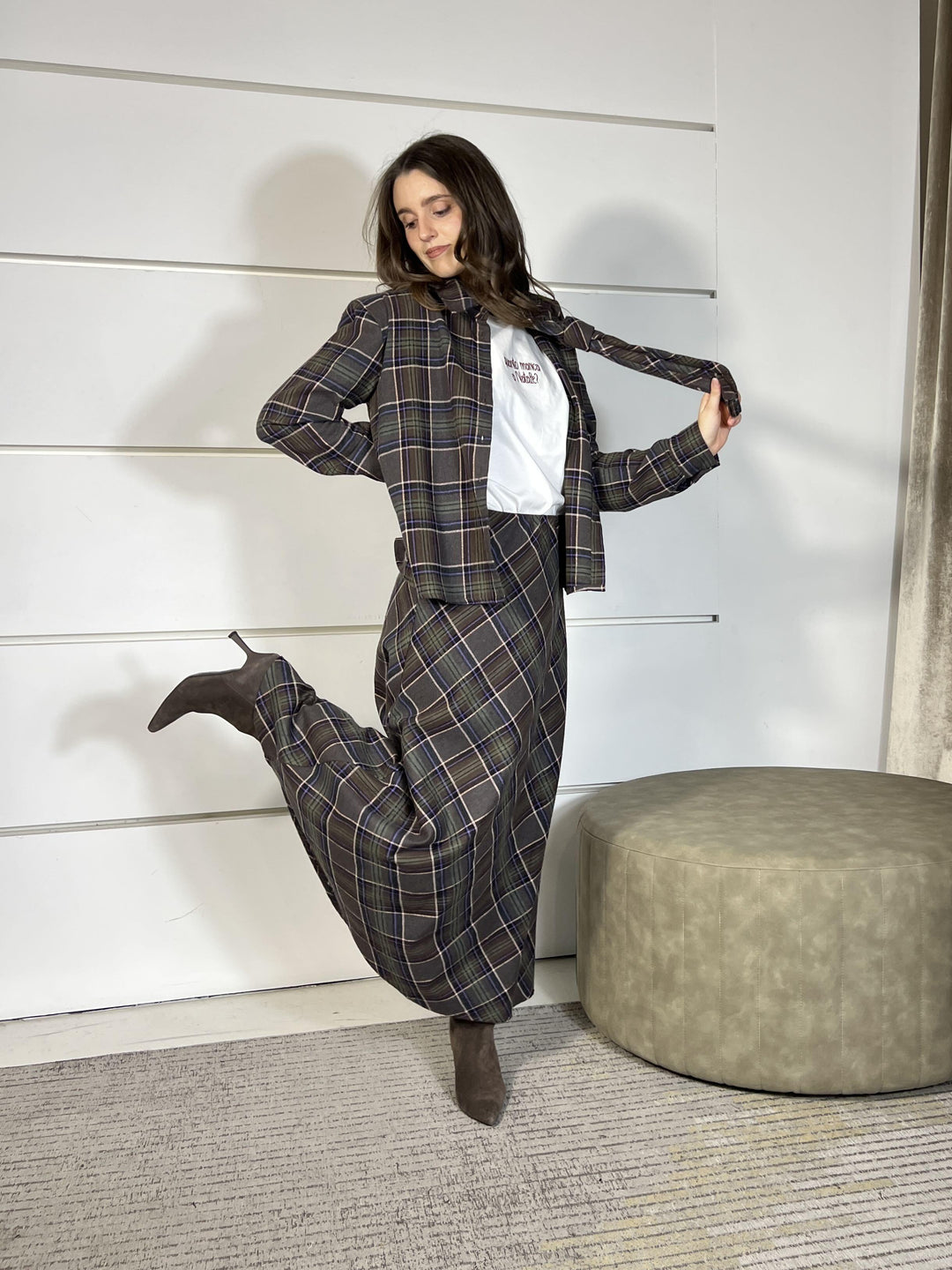 gonna lunga check viola 26G1373VIOLA TENSIONE IN