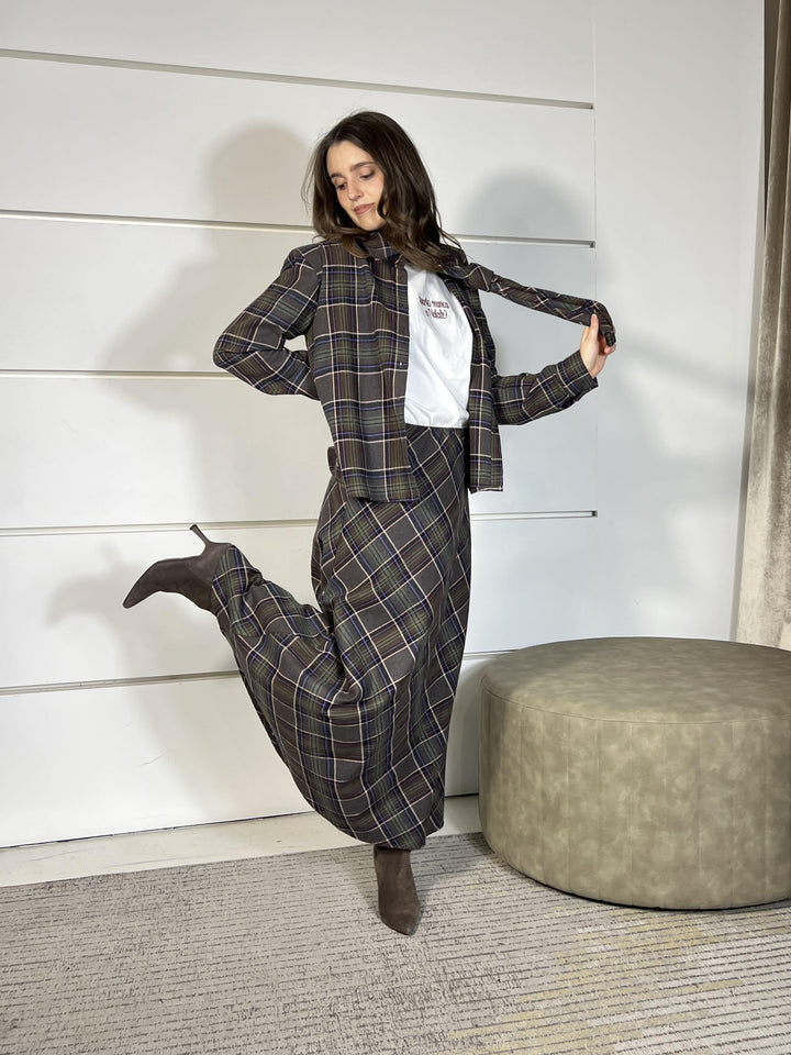 gonna lunga check viola 26G1373VIOLA TENSIONE IN