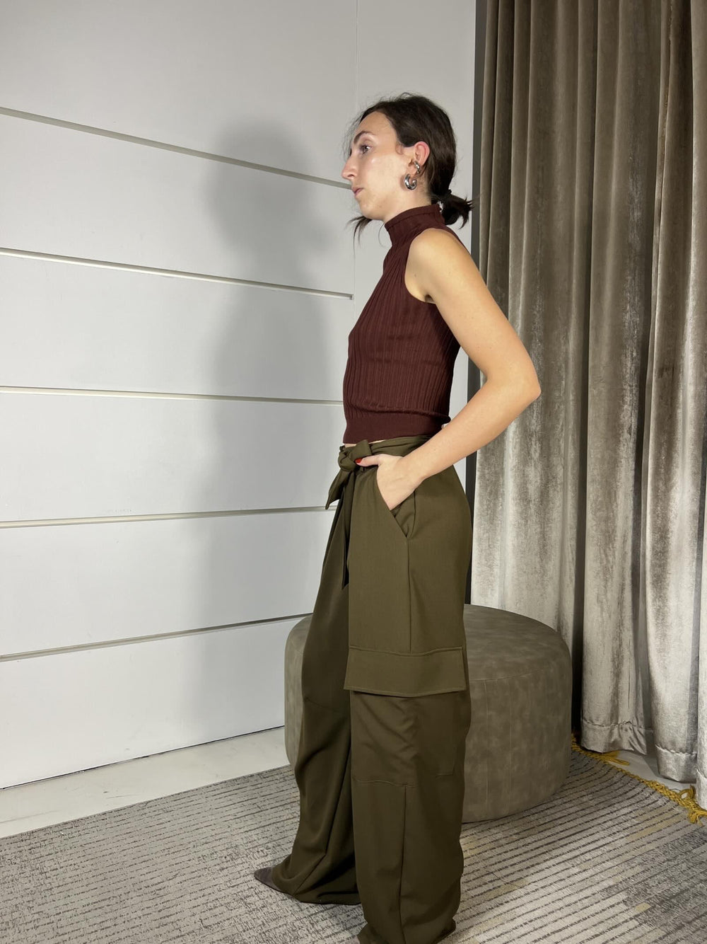 pantalone cargo militare FW250036MILITARE TENSIONE IN
