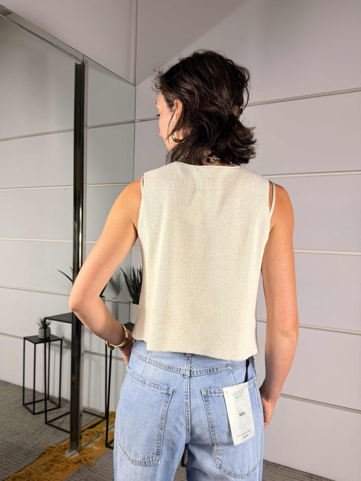 gilet in maglia con fiocchi burro A24416BURRO SPICY CAFE