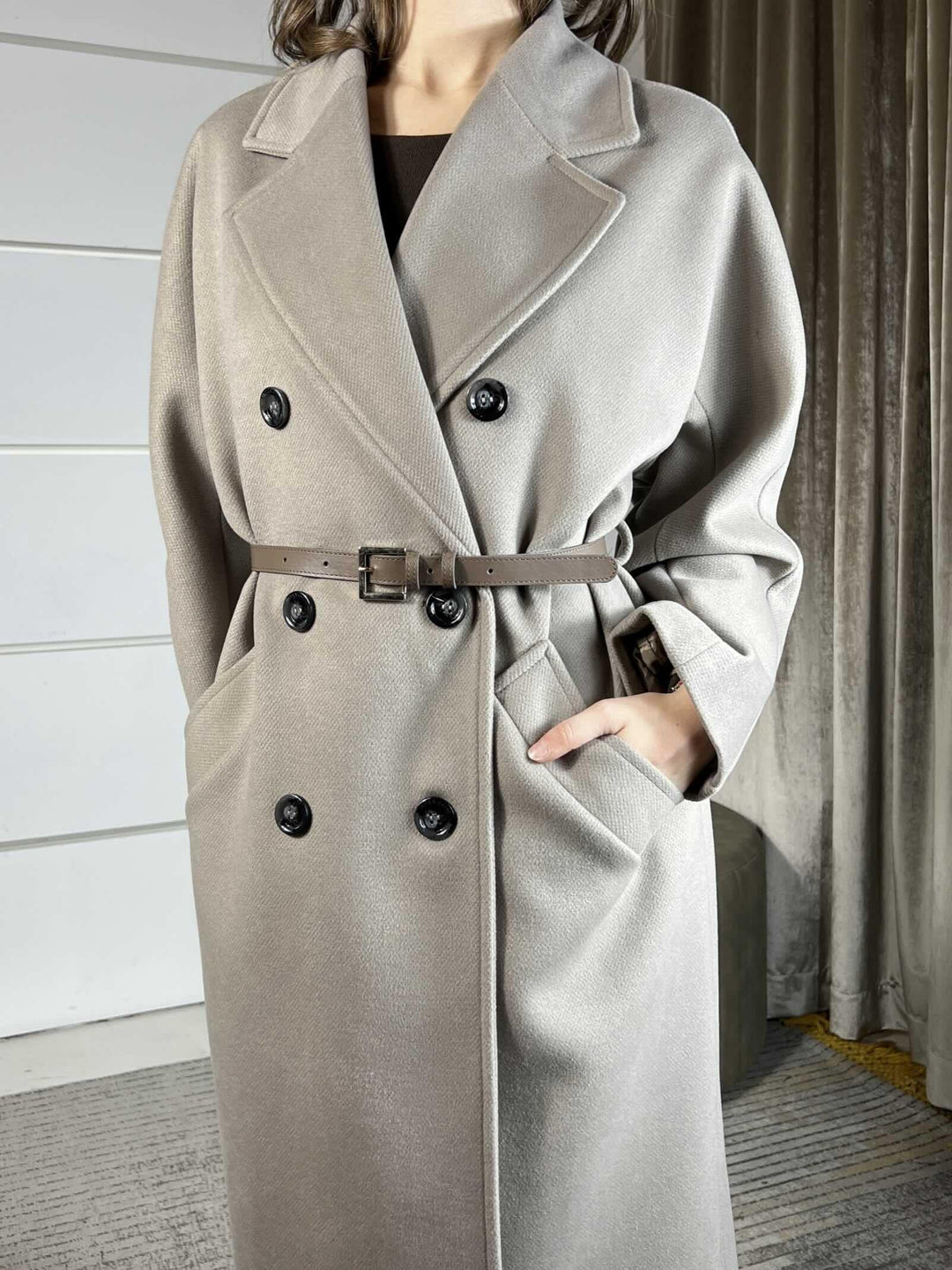 CAPPOTTO TAUPE OVER DOPPIOPETTO CON CINTA KH36KEY1928 IMPERIAL