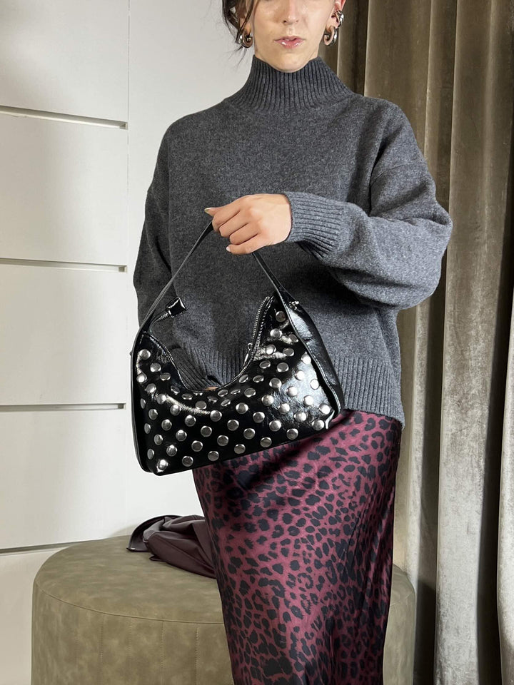 BORSA NERA CON BORCHIE PH5156BLACK FEMME CAFE SELECTION