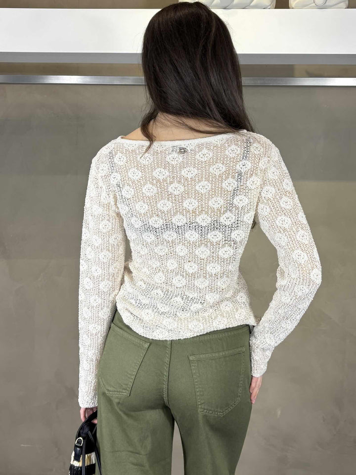 Maglia traforata avorio con disegno M507CTMA148 MANILA GRACE